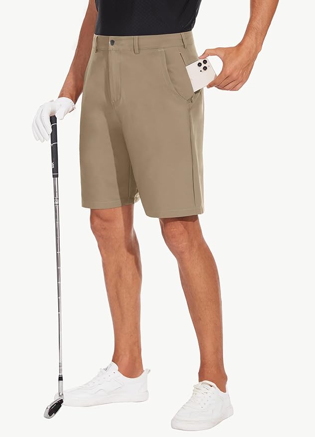 JWM Mens 7"/9" Stretch Golf Shorts - Lightweight Hybrid Casual Dress Work Flat Front Shorts with 5 Pockets Quick Dry UPF50