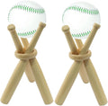 2 Pack Display Baseball Stand Holder, Wooden Holder Mini Stand, Sports Accessories for Sports Lovers/Friends
