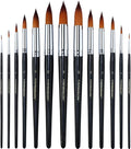 Transon 13pcs Round Paint Brush Set Synthetic Bristle Complete Round Brush Set by Transon