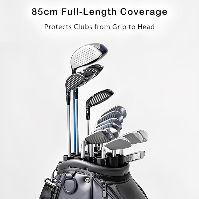 Golf Club Organizer Tubes for Bag, 14 Individual Club Protectors with Cushioning, 85 cm Full-Length Golf Bag Divider System to Stop Clubs from Rattling and Tangling
