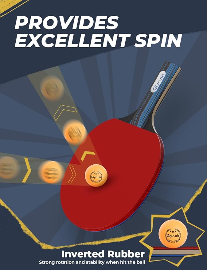 Glymnis Ping Pong Paddles Set Table Tennis Rackets - Image 2