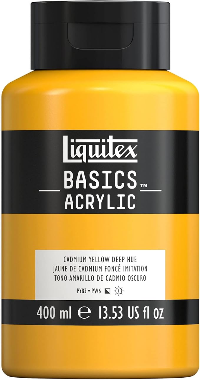 Liquitex BASICS Acrylic Paint, 400ml Bottle, Cadmium Yellow Deep Hue by Liquitex