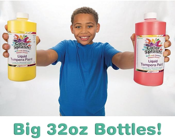 S&S Worldwide Color Splash! Liquid Tempera Bulk Paint, 32-oz Easy-Pour Bottles - Image 5