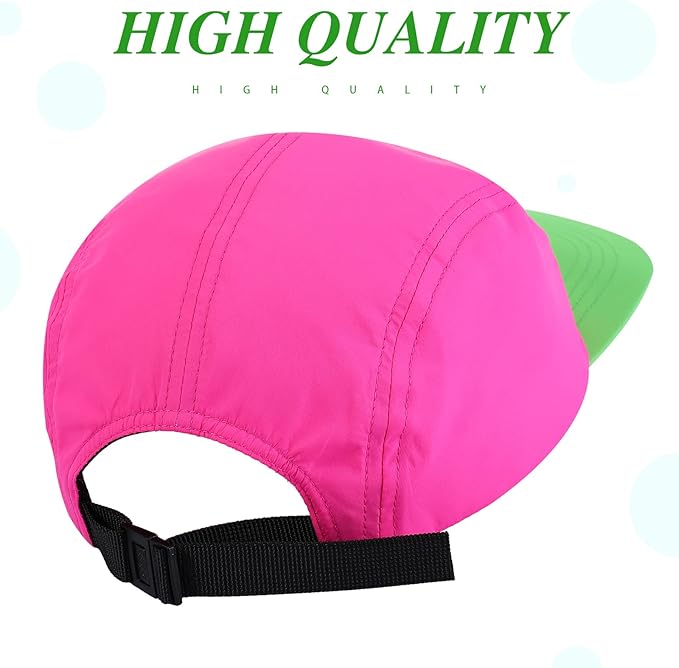 Cindeer 80s 90s Neon Hat Nylon Cap Retro Adjustable Cap for Women Men 80s Costumes Accessories 90s Theme Party