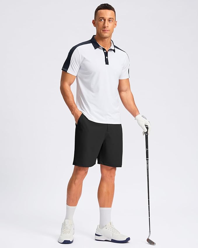 Pudolla Men's Casual Shorts 7"/9"/5" Lightweight Golf Shorts with 3 Pockets Stretch Quick Dry Comfy Work Shorts