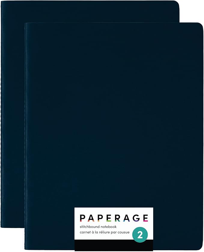 PAPERAGE Soft Cover Lined Journal Notebook, 2 Pack, 100 Pages, Large 7.5 inches by PAPERAGE