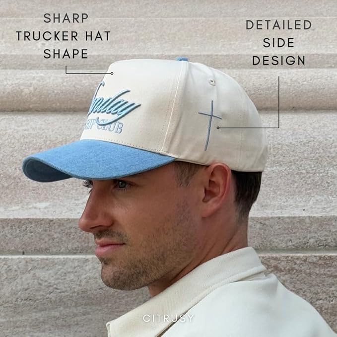 Vintage Faith & Forever Trucker Hat | Men & Women | Christian Cross Jesus Hats | Bachelorette Bride Hat | Cotton | Snapback