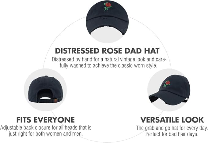 Rose Flowers Love Good Vibes Men Women Dad Hat Baseball Cap Adjustable Unisex