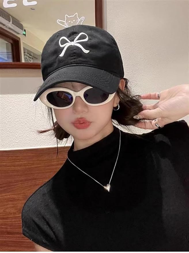 Sumleno Womens Trendy Cute Bow Baseball Cap Y2k Aesthetic Preppy Sun Cap Hiking Travel Trucker Hat Accessories
