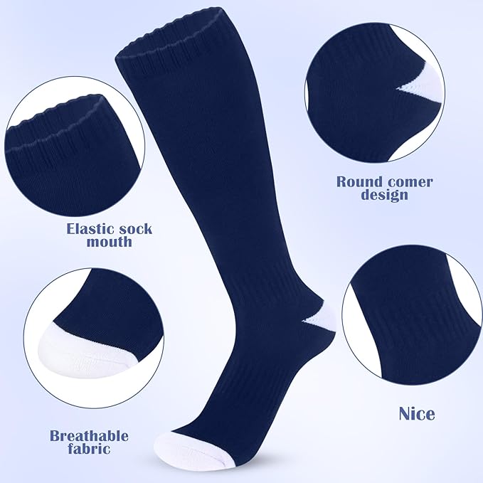 Haysandy 2 Pairs Baseball Softball Socks Athletic Soccer Football Sports Socks Over the Calf for Adult Men Women