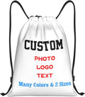 Customized Drawstring Bags with Your Own Design Photo/Logo/Text, Personalized Drawstring Backpack Sports String Bag Sport Gym Shoulders Rucksack for Kids Boys Girls Adults Women Men, Small