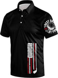 Golf Polo Shirts for Men Funny Print Short Sleeve Golf Shirts Performance Golf Polos