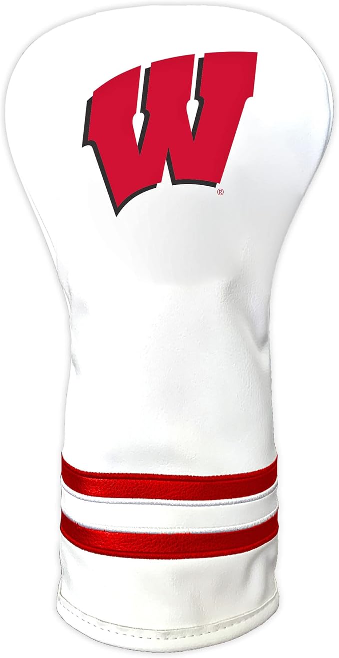 Team Golf NCAA White Vintage Driver Golf Club Headcover, Form Fitting Design, Retro Design