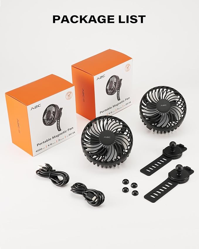 A2C Rechargeable Golf Cart Fan, 4000mAh Battery Operated Clip On Fan for EZGO Club Car Yamaha, 360° Rotating Portable Cooling Fan, 3 Speed Settings, Golf Season Course Cart Essential Accessories