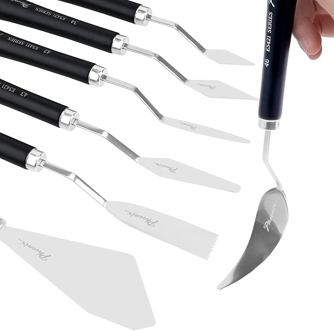 PHOENIX High Flexible Palette Knife Set, 8 Pieces Stainless Steel Painting - Image 2