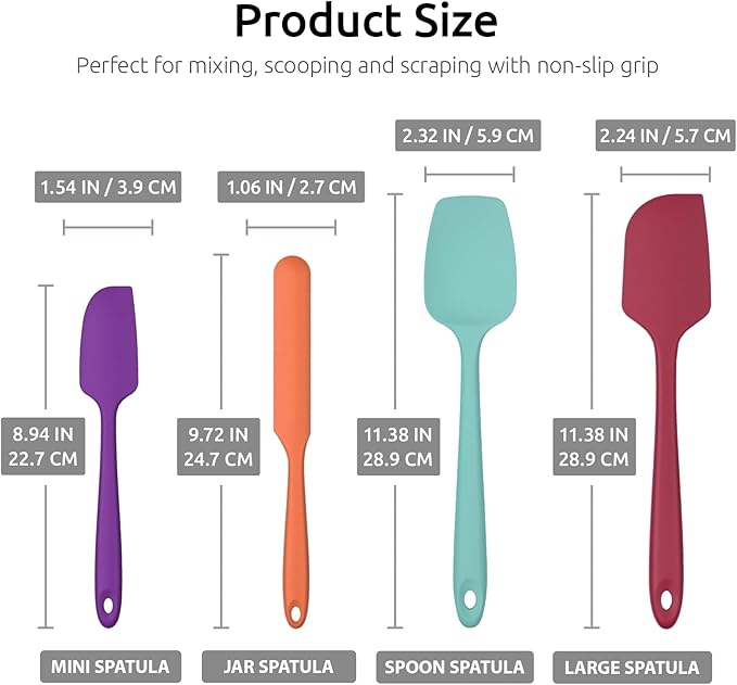 600ºF Heat Resistant Silicone Spatulas: U-Taste Upgraded Flexible Food Grade - Image 2