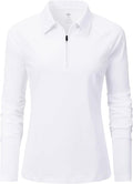 MoFiz Women's Golf Polo Shirt Long Sleeve Collared 1/4 Zip Stretch Soft Athletic Tops for Tennis Hiking & Outdoor Sports
