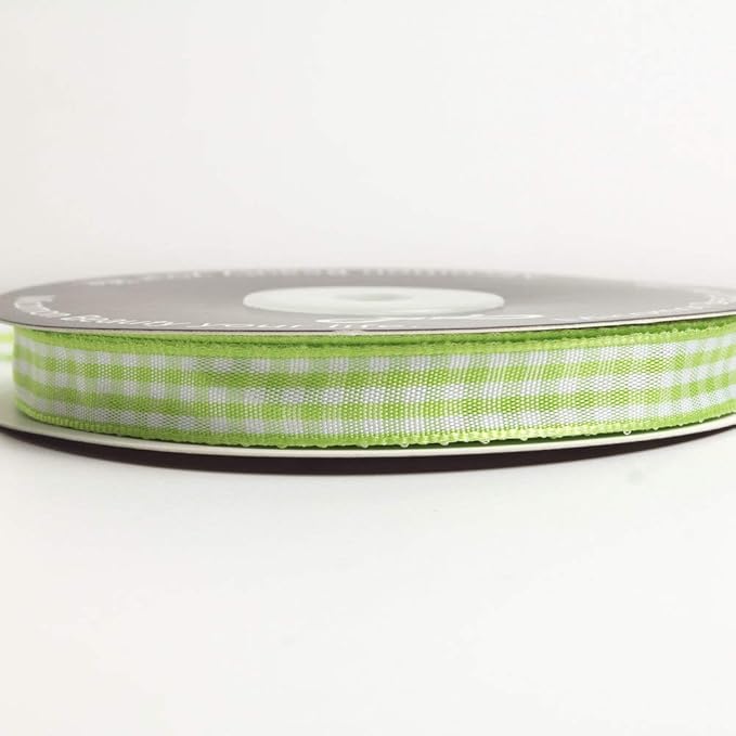 Apple Green Gingham Plaid Checked Ribbon 25 Yard Each Roll 100% Polyester - Image 4