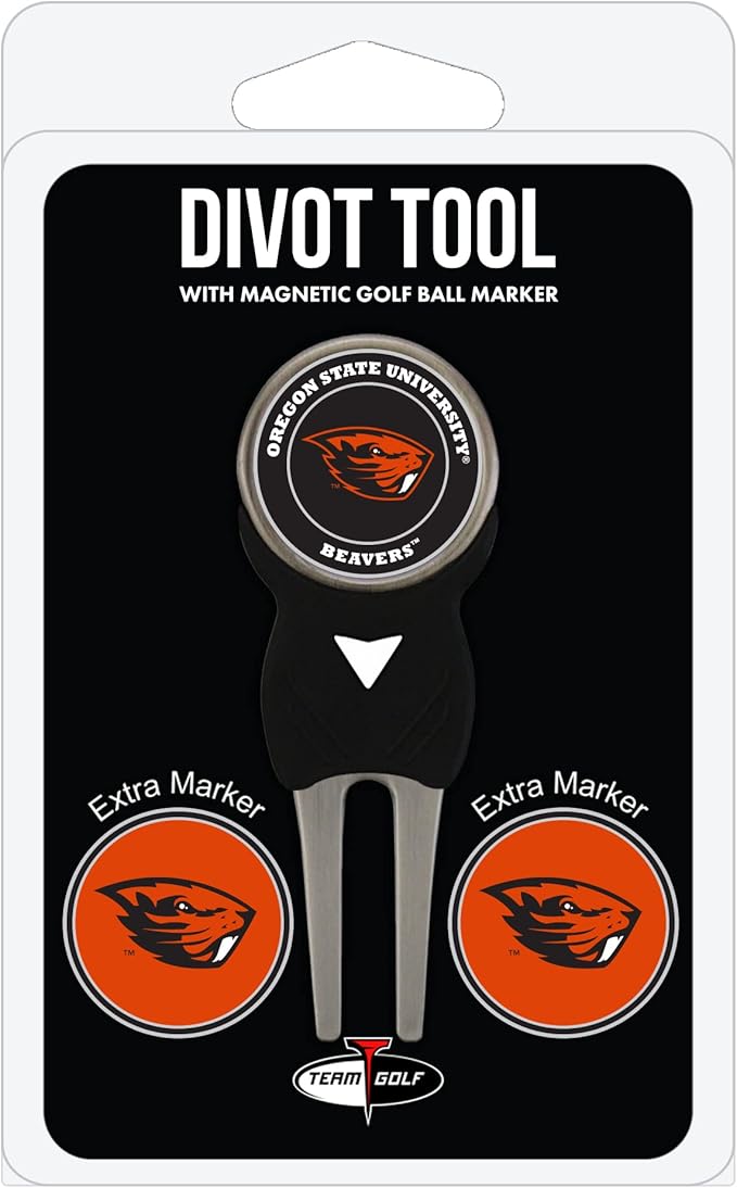 Team Golf NCAA Divot Tool with 3 Golf Ball Markers Pack, Markers are Removable Magnetic Double-Sided Enamel