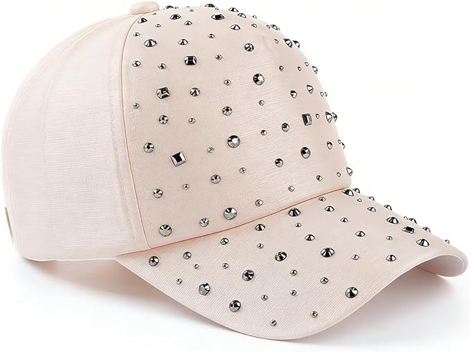 Gudessly Adjustable Breathable Rhinestone Baseball Cap for Women Bling Sequins Casual Sports Cap