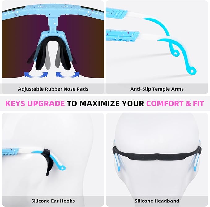 2-Sizes Kids Youth Baseball Sunglasses Men Women Vipers Sunglasses Softball Boys Girl True Polarization &UV Protection