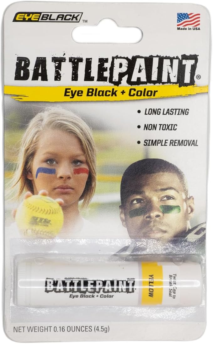 EyeBlack BattlePaint – Bright Colored Under Eye Black Grease for Pro Athletes and Super Fans – Baseball, Softball, Football – 2 Sticks