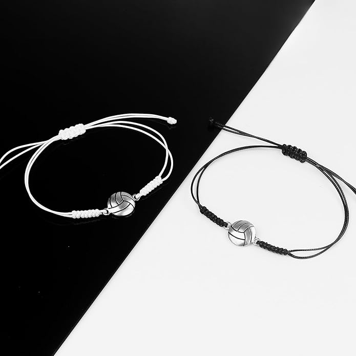 SmileBelle 2 PCS Sport Bracelets, Graduation Bracelets Volleyball Soccer Gifts Baseball Basketball Bracelet Football Jewelry for Son Daughter Fans as Sport Accessories Jewelry