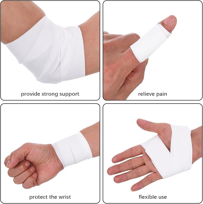 2PCS Pre-Wrap Athletic Tape for Sports 2 Inch Wide Soccer Baseball Wrist Tape White Wrist Tapes Accessories, Sport Supplies Gifts for Football Sports Baseball Gymnastics Athlete Injury Graduation