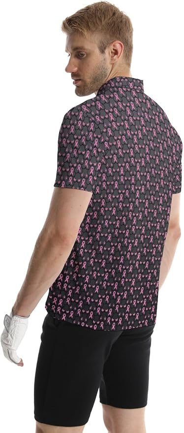 HUURAY Funny Golf Polos for Men Funny Print Short Sleeve Shirts Quick Dry Polo Shirts Hawaiian Shirt Performance Golf Outfits