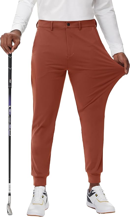JWM Men's Stretch Golf Joggers Pants with Belt Loops - 29" 34" Slim Fit Tapered Casual Business Travel Dress Work Sweatpants