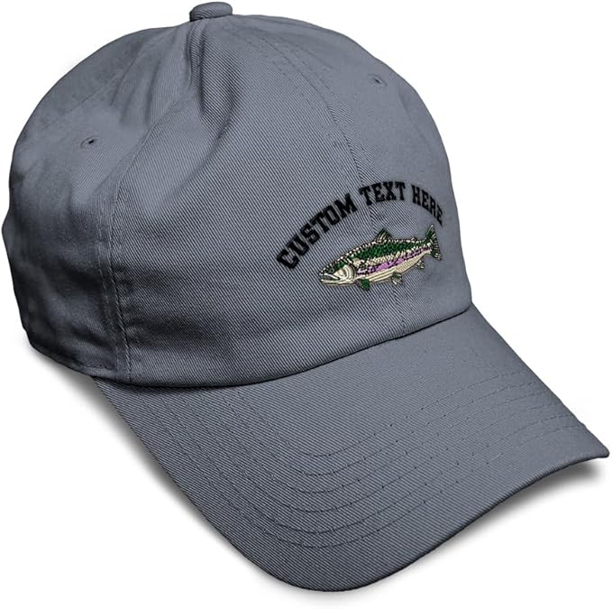 Custom Soft Baseball Hat Embroidered Dad Hat Fish Rainbow Trout Men & Ladies Baseball Cap Cotton