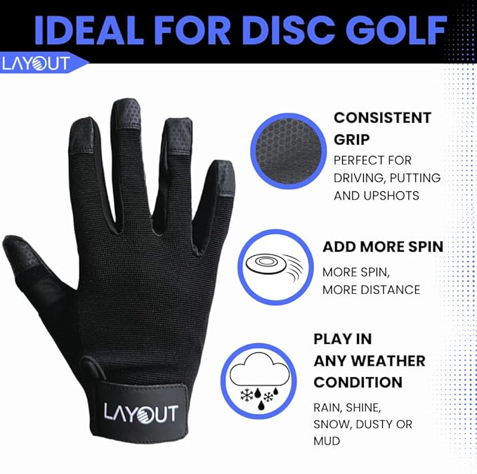 Layout Elite - Discgolf and Ultimate Frisbee Glove - Play Better with Consistent Grip