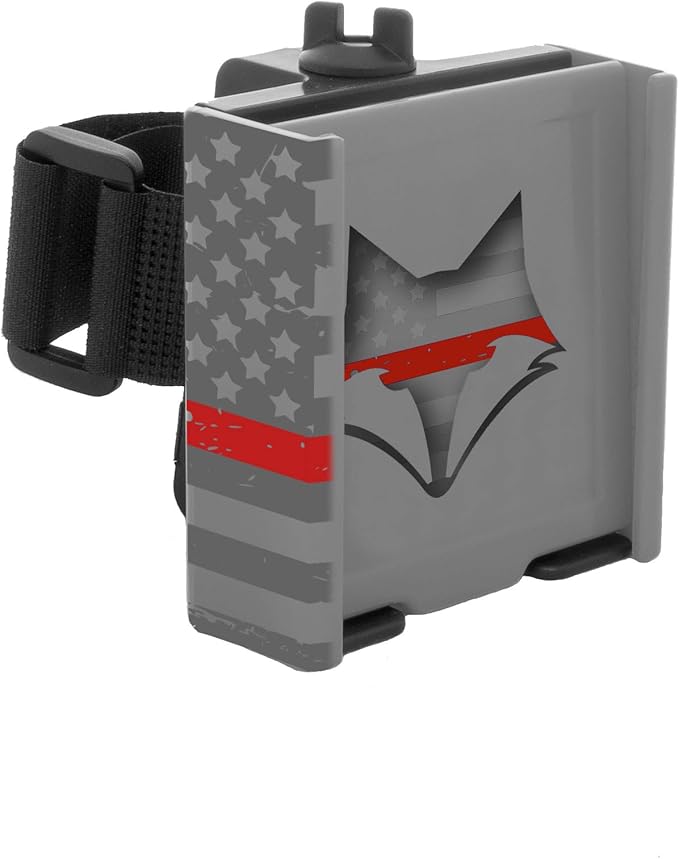 DESERT FOX GOLF Phone Caddy – American Flag Golf Cart Phone Holder – Secure Velcro Mount, One-Hand Access, Universal Fit, Patriotic Golf Accessories (Red Line)