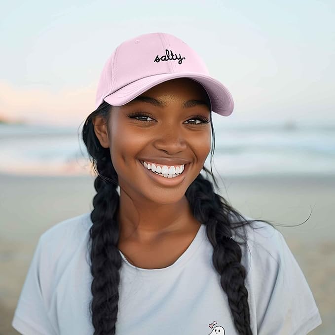 DALIX Salty Embroidered Cotton Beach Baseball Cap Adjustable Dad Hat Womens