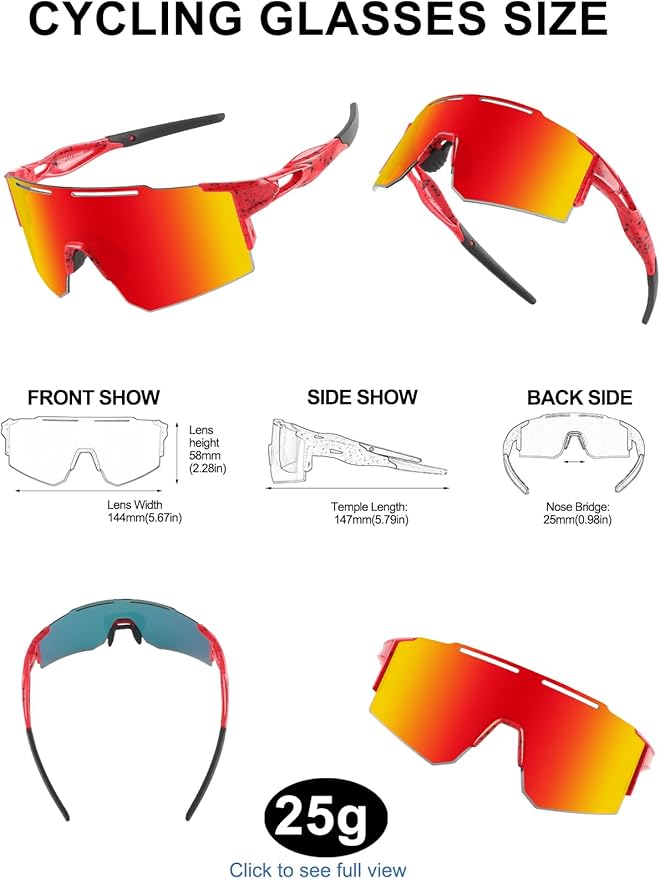 OULAIQI Cycling Sunglasses Polarized Sunglasses for Cycling Men Women with 1 Lens or 3 Interchangeable Lens Baseball Glasses