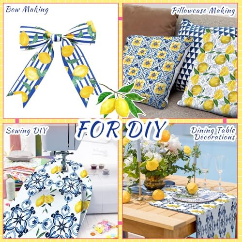 Hahafelt 10Pcs 18"x22" Lemon Fat Quarter Chinoiserie Quilting Fabric Bundle