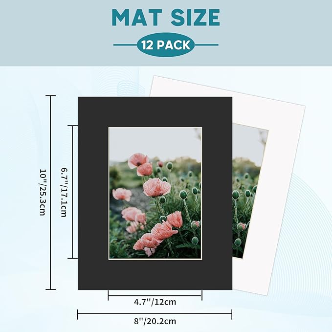 ZBEIVAN 12 Packs White and Black Colors 8x10 Picture Frame Mats - Image 2
