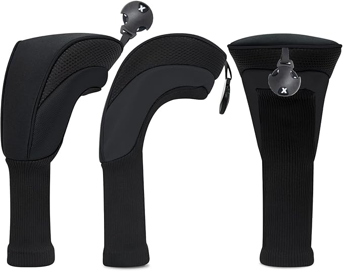 Golf Club Head Covers for Woods 3/4/5/6 Pieces Long Neck Mesh Sports Golf Club Headcovers Set with Interchangeable No. Tags 3 4 5 6 7 X Golf Accessories for Men Women
