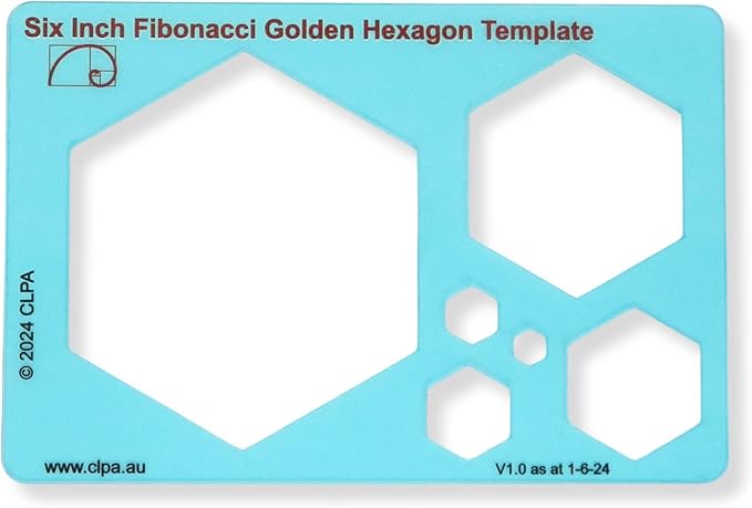 Hexagon Stencil Template for Drawing and Drafting: A Fibonacci-Inspired Hexagon by CLPA
