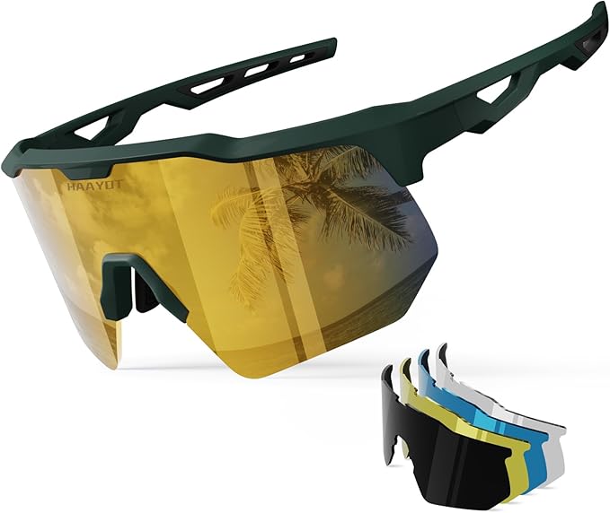 HAAYOT Polarized Sports Sunglasses for Men Women Youth Baseball Cycling Running Softball Biking Glasses 5 Lenses