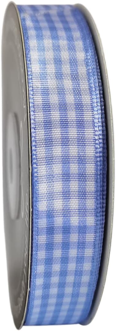 Light Blue Gingham Plaid Checked Ribbon 25 Yard Each Roll 100% Polyester - Image 3