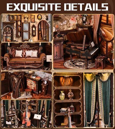 Roroom DIY Miniature House Kit, Vintage Music Parlor Dollhouse Kit