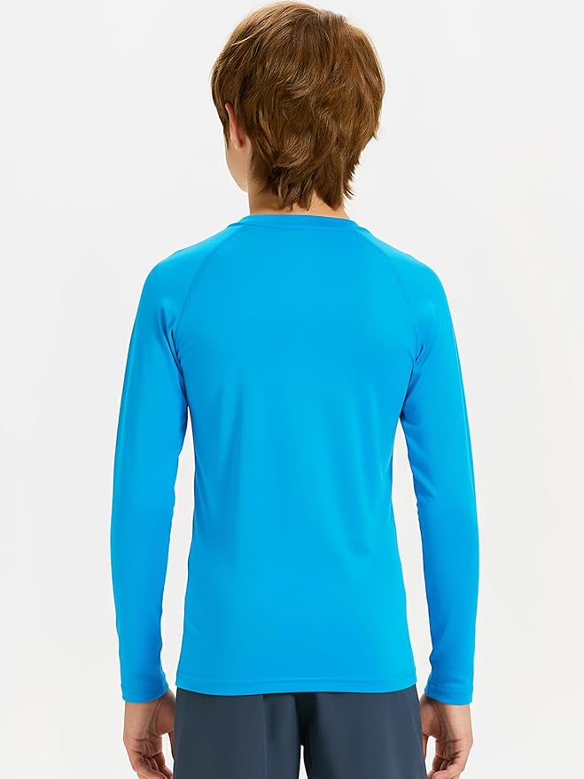 DEVOROPA Youth Boys Compression Thermal Shirt Long Sleeve Kids Fleece Baselayer Soccer Baseball Undershirt Slim/Regular/Husky