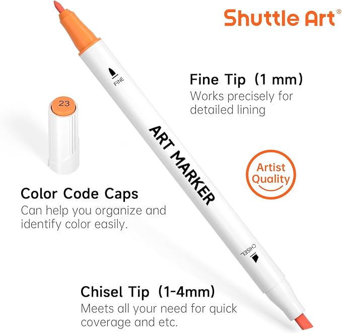 Shuttle Art 30 Colors Dual Tip Art Markers Permanent Marker Pens Highlighters - Image 4
