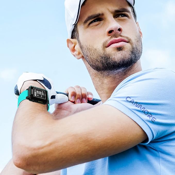 CANMORE TW353 Golf GPS Watch for Men and Women, High Contrast LCD Display, Free Update Over 41,000 Preloaded Courses Worldwide, Lightweight Essential Golf Accessory for Golfers, Turquoise/Gray