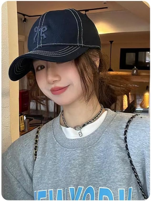Sumleno Womens Trendy Cute Bow Baseball Cap Y2k Aesthetic Preppy Sun Cap Hiking Travel Trucker Hat Accessories