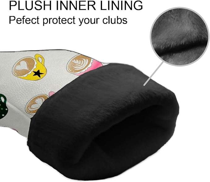 Golf Headcovers Fits Driver Hybrid Fairway 3/5 Wood, Waterproof PU Leather Golf Club Protector, Ideal Sports Accessories & Golfer Gift Colorful Geometry