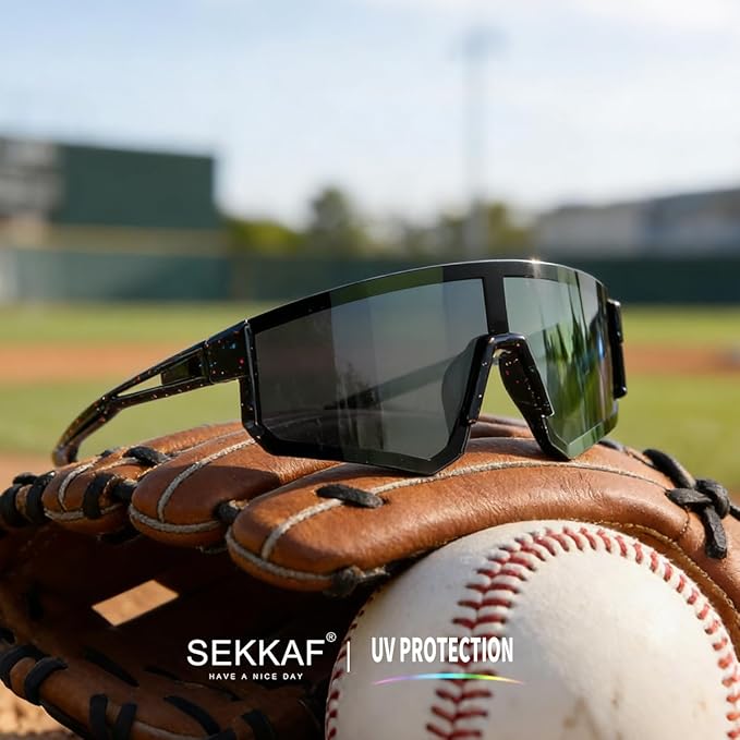 SEKKAF Youth Baseball Sunglasses for Boys Girls Age 6-12 Softball Cycling Sports Sunglasses for Kids Lightweight Frame