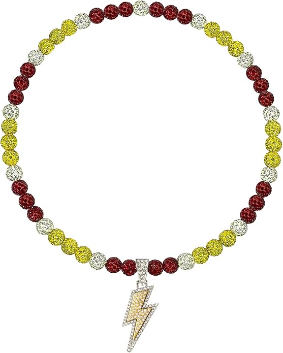 Baseball Necklace for Men 16/18/20 Inch Bling Ice Collection Lightning Bolt Pendant Necklace for Women Rhinestone Clay Beaded Discoball Accessories Gifts for Baseball Team Players Lovers