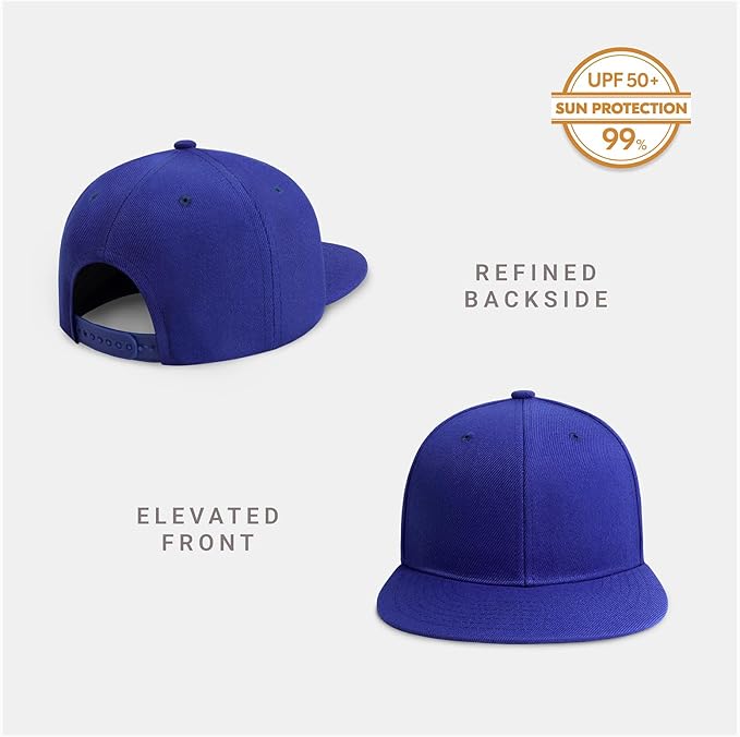 CHOK.LIDS Flat Bill Visor Classic Snapback Hat Blank Adjustable Brim High Top End Trendy Color Style Plain Tone Baseball Cap